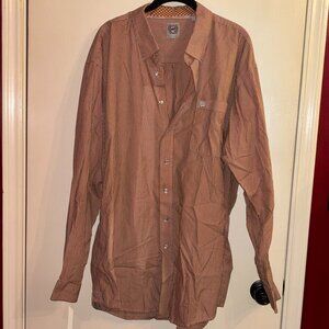 Men's Cinch Orange White Striped Long Sleeve Button Down Size XXL